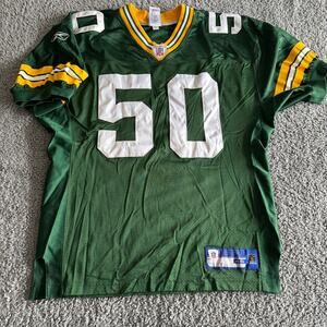 100% Authentic Reebok 2005 AJ Hawk NFL Green Bay Packers Mens 46 M Green Jersey
